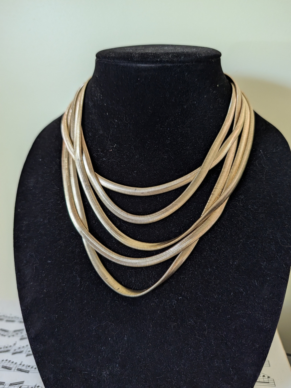 Vintage Layered Gold-Tone Multi Strand Necklace